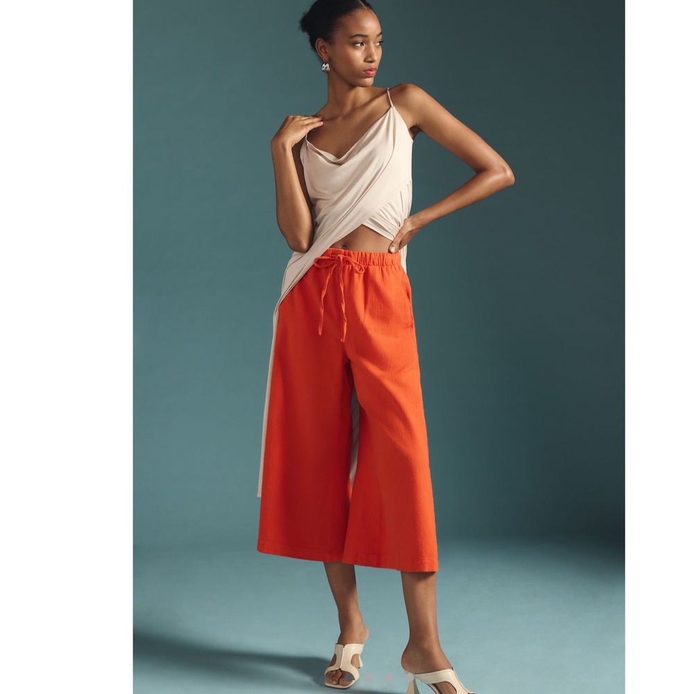 Anthropologie Pilcro Mid-Rise‎ Drawstring Culottes in Orange Small